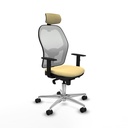 Jorquera sincro malla blanca similpiel crema brazos 1D base aluminio cabecero 2D ruedas 65mm nailon