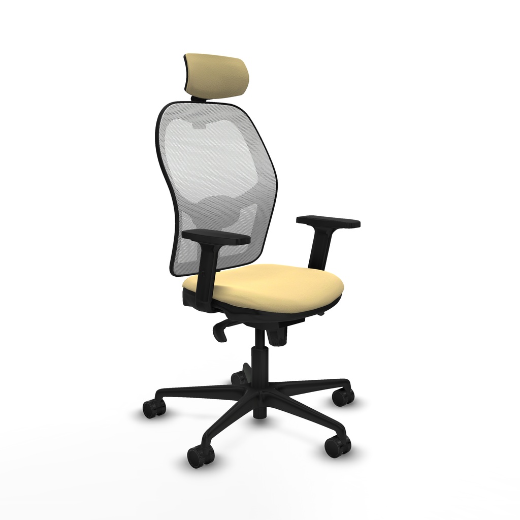 Jorquera sincro malla blanca similpiel crema brazos 2D base nailon cabecero 2D ruedas 65mm nailon