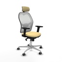 Jorquera sincro malla blanca similpiel crema brazos 2D base aluminio cabecero 2D ruedas 65mm engomada