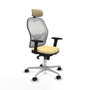 Jorquera sincro malla blanca similpiel crema brazos 2D base aluminio cabecero 2D ruedas 65mm nailon