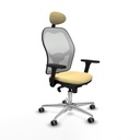 Jorquera sincro malla blanca similpiel crema brazos 3D base aluminio cabecero fijo ruedas 65mm engomada