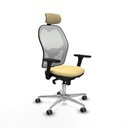 Jorquera sincro malla blanca similpiel crema brazos 3D base aluminio cabecero 2D ruedas 65mm engomada