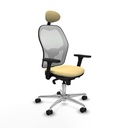 Jorquera sincro malla blanca similpiel crema brazos 3D base aluminio cabecero fijo ruedas 65mm nailon