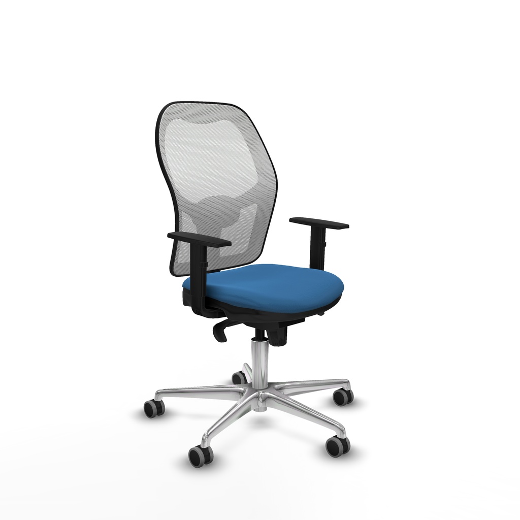 Jorquera sincro malla blanca similpiel azul claro brazos 1D base aluminio  ruedas 65mm engomada