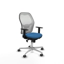Jorquera sincro malla blanca similpiel azul claro brazos 1D base aluminio  ruedas 65mm engomada