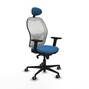 Jorquera sincro malla blanca similpiel azul claro brazos 2D base nailon cabecero fijo ruedas 65mm engomada