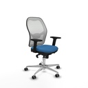 Jorquera sincro malla blanca similpiel azul claro brazos 2D base aluminio  ruedas 65mm engomada