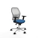 Jorquera sincro malla blanca similpiel azul claro brazos 2D base aluminio  ruedas 65mm nailon