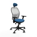 Jorquera sincro malla blanca similpiel azul claro brazos 3D base nailon cabecero fijo ruedas 65mm engomada