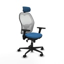 Jorquera sincro malla blanca similpiel azul claro brazos 3D base nailon cabecero 2D ruedas 65mm nailon