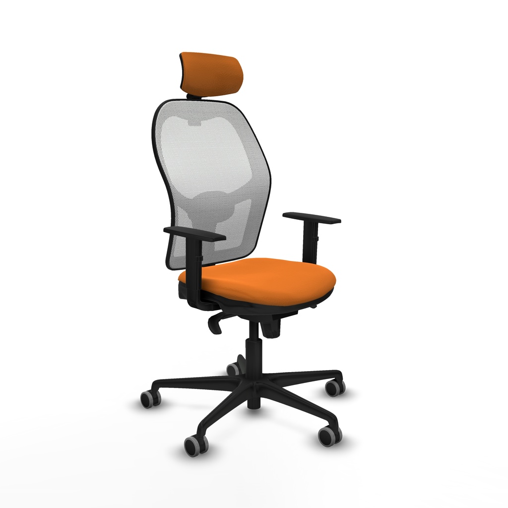 Jorquera sincro malla blanca similpiel naranja brazos 1D base nailon cabecero 2D ruedas 65mm engomada