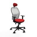 Jorquera sincro malla blanca similpiel rojo brazos 1D base nailon cabecero fijo ruedas 65mm nailon