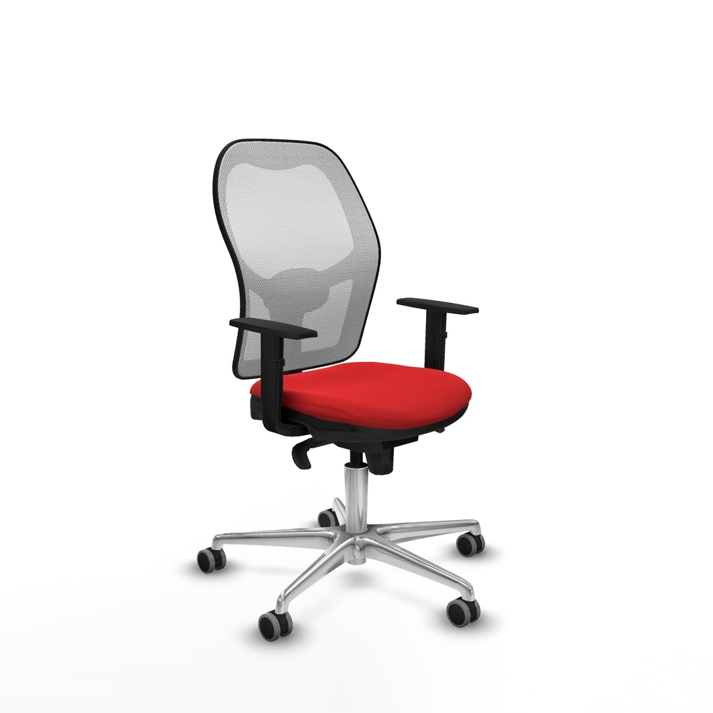 Jorquera sincro malla blanca similpiel rojo brazos 1D base aluminio  ruedas 65mm engomada