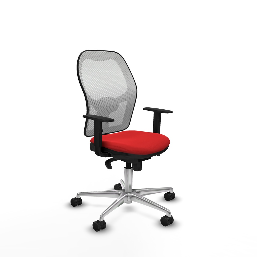 Jorquera sincro malla blanca similpiel rojo brazos 1D base aluminio  ruedas 65mm nailon