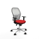 Jorquera sincro malla blanca similpiel rojo brazos 1D base aluminio  ruedas 65mm nailon