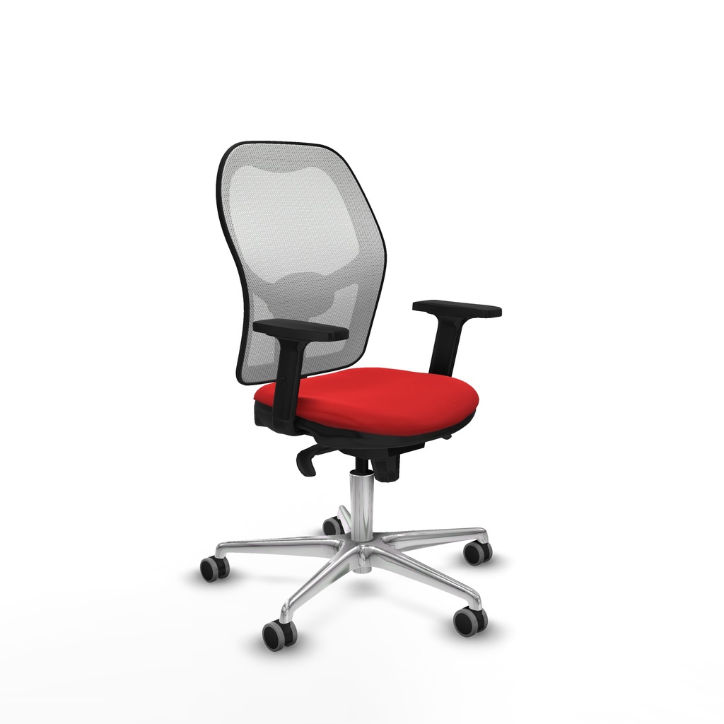 Jorquera sincro malla blanca similpiel rojo brazos 2D base aluminio  ruedas 65mm engomada