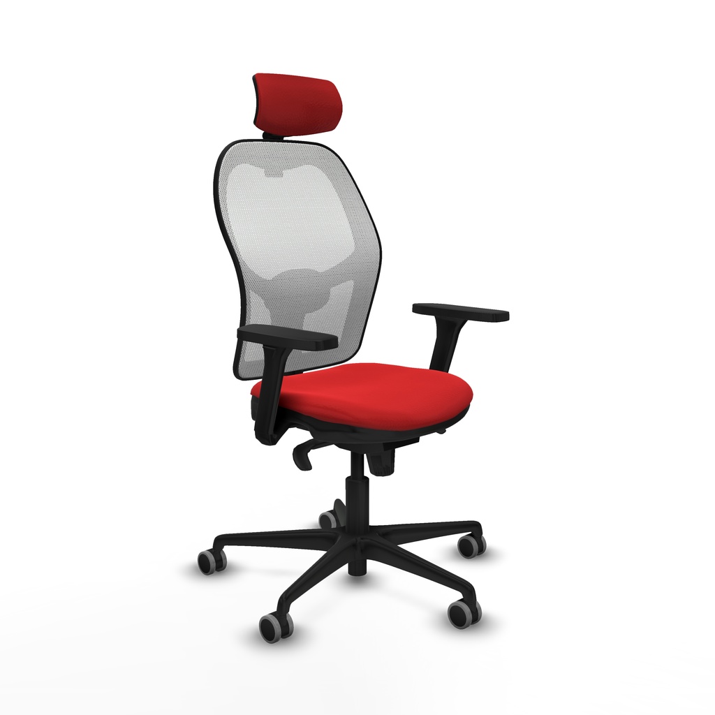 Jorquera sincro malla blanca similpiel rojo brazos 3D base nailon cabecero 2D ruedas 65mm engomada