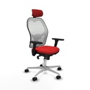 Jorquera sincro malla blanca similpiel rojo brazos 3D base aluminio cabecero 2D ruedas 65mm nailon