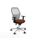 Jorquera sincro malla blanca similpiel marrón brazos 1D base aluminio  ruedas 65mm engomada