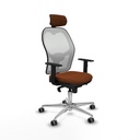 Jorquera sincro malla blanca similpiel marrón brazos 1D base aluminio cabecero 2D ruedas 65mm engomada