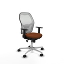 Jorquera sincro malla blanca similpiel marrón brazos 1D base aluminio  ruedas 65mm nailon