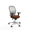Jorquera sincro malla blanca similpiel marrón brazos 2D base aluminio  ruedas 65mm engomada