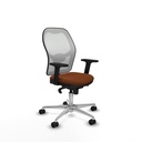 Jorquera sincro malla blanca similpiel marrón brazos 2D base aluminio  ruedas 65mm nailon