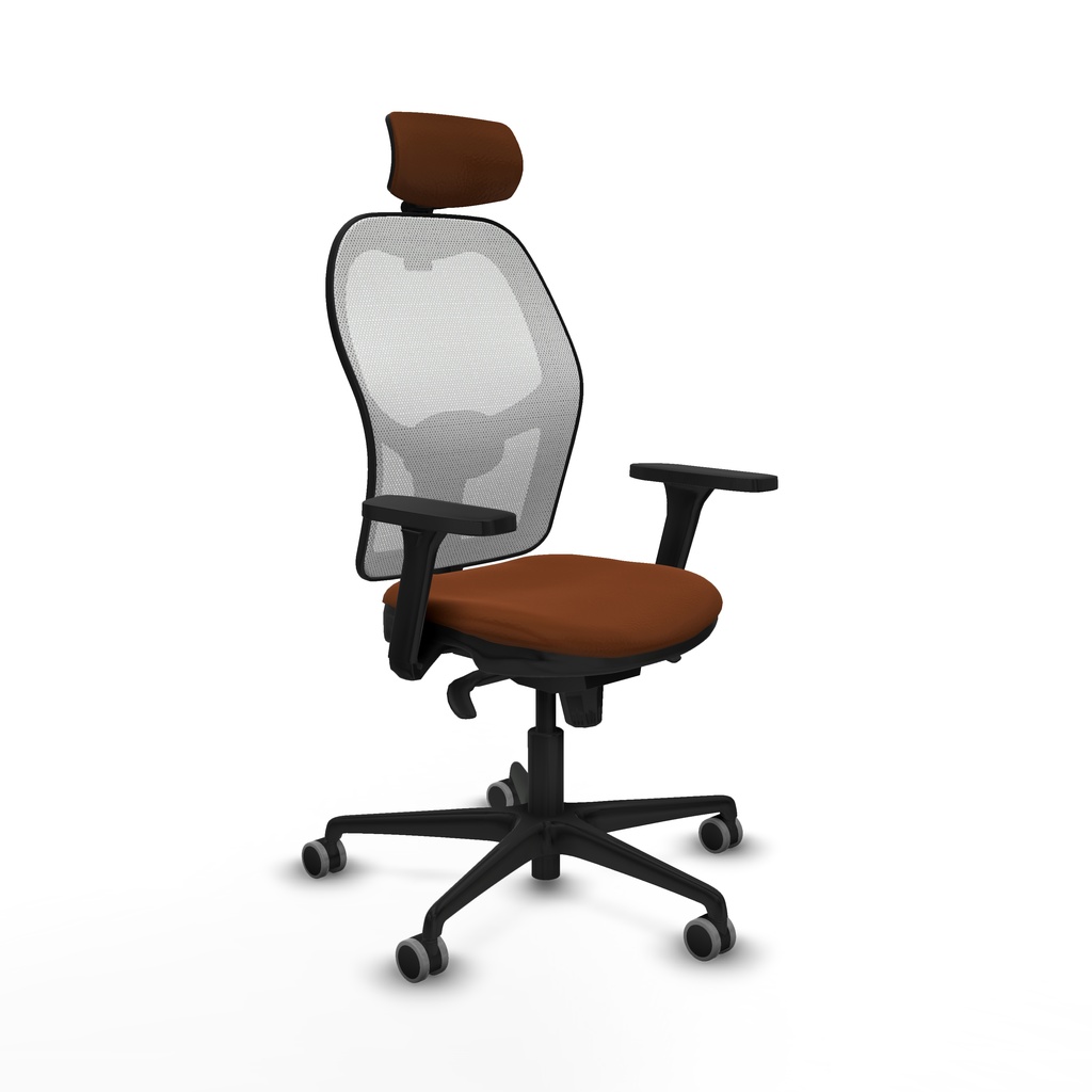 Jorquera sincro malla blanca similpiel marrón brazos 3D base nailon cabecero 2D ruedas 65mm engomada