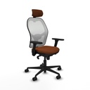Jorquera sincro malla blanca similpiel marrón brazos 3D base nailon cabecero 2D ruedas 65mm nailon