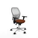 Jorquera sincro malla blanca similpiel marrón brazos 3D base aluminio  ruedas 65mm nailon