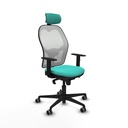 Jorquera sincro malla blanca similpiel turquesa brazos 1D base nailon cabecero 2D ruedas 65mm engomada