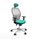Jorquera sincro malla blanca similpiel turquesa brazos 1D base aluminio cabecero fijo ruedas 65mm nailon