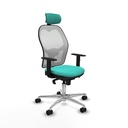 Jorquera sincro malla blanca similpiel turquesa brazos 1D base aluminio cabecero 2D ruedas 65mm nailon