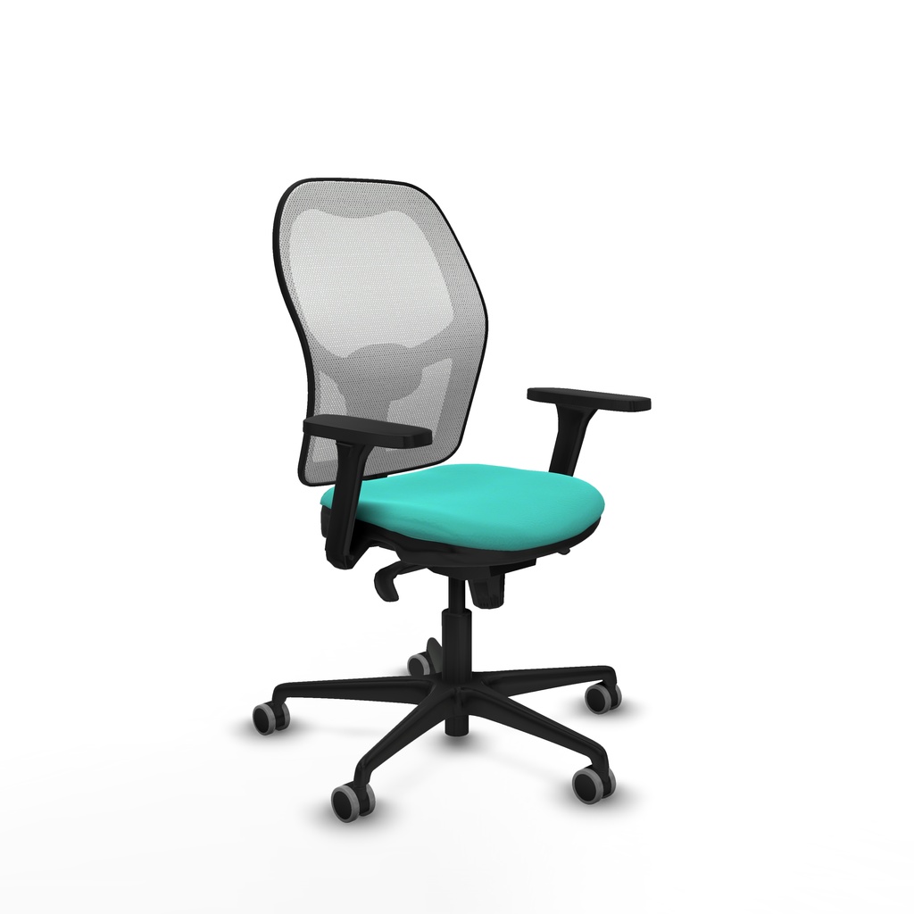 Jorquera sincro malla blanca similpiel turquesa brazos 3D base nailon  ruedas 65mm engomada