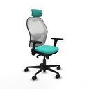 Jorquera sincro malla blanca similpiel turquesa brazos 3D base nailon cabecero 2D ruedas 65mm nailon