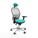 Jorquera sincro malla blanca similpiel turquesa brazos 3D base aluminio cabecero fijo ruedas 65mm engomada