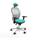 Jorquera sincro malla blanca similpiel turquesa brazos 3D base aluminio cabecero fijo ruedas 65mm nailon