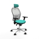 Jorquera sincro malla blanca similpiel turquesa brazos 3D base aluminio cabecero 2D ruedas 65mm nailon