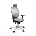 Jorquera sincro malla blanca similpiel gris claro brazos 3D base aluminio cabecero 2D ruedas 65mm engomada