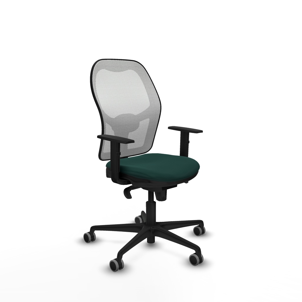 Jorquera sincro malla blanca similpiel verde botella brazos 1D base nailon  ruedas 65mm engomada