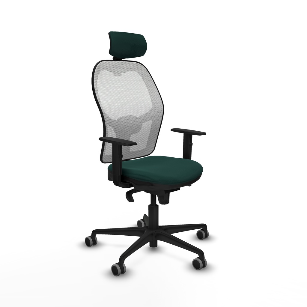 Jorquera sincro malla blanca similpiel verde botella brazos 1D base nailon cabecero 2D ruedas 65mm engomada