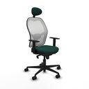 Jorquera sincro malla blanca similpiel verde botella brazos 1D base nailon cabecero fijo ruedas 65mm nailon