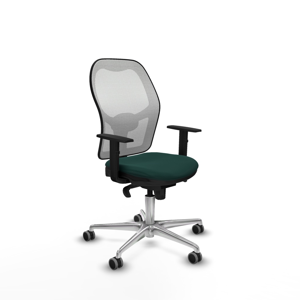 Jorquera sincro malla blanca similpiel verde botella brazos 1D base aluminio  ruedas 65mm engomada