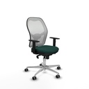 Jorquera sincro malla blanca similpiel verde botella brazos 1D base aluminio  ruedas 65mm engomada