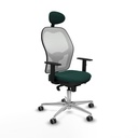 Jorquera sincro malla blanca similpiel verde botella brazos 1D base aluminio cabecero fijo ruedas 65mm engomada