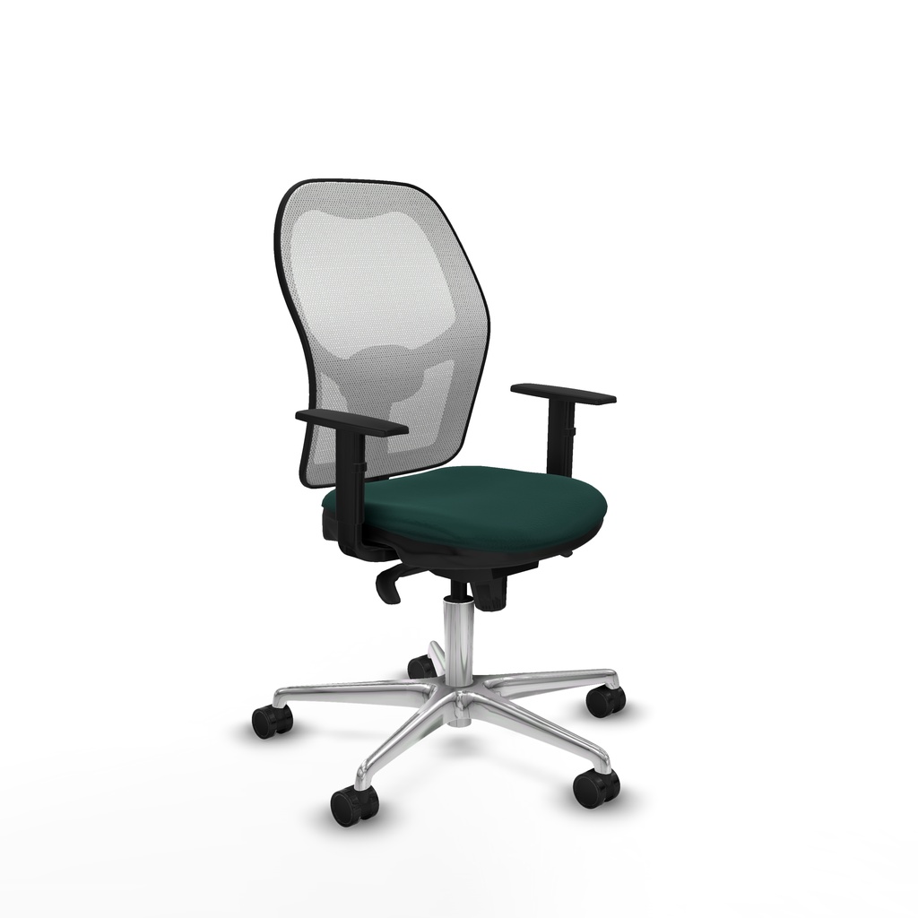 Jorquera sincro malla blanca similpiel verde botella brazos 1D base aluminio  ruedas 65mm nailon