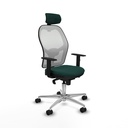Jorquera sincro malla blanca similpiel verde botella brazos 1D base aluminio cabecero 2D ruedas 65mm nailon