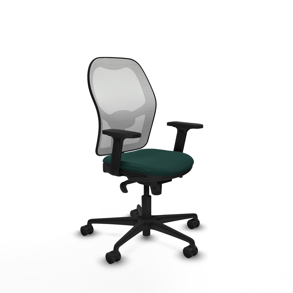 [15S4M2S426B2D036N0] Jorquera sincro malla blanca similpiel verde botella brazos 2D base nailon  ruedas 65mm nailon
