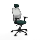 Jorquera sincro malla blanca similpiel verde botella brazos 2D base nailon cabecero 2D ruedas 65mm nailon