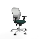 Jorquera sincro malla blanca similpiel verde botella brazos 2D base aluminio  ruedas 65mm engomada